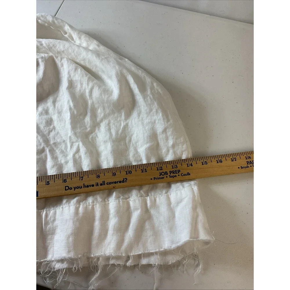 Zara White Wide Leg Linen Pants Women's Size XL Flowy Raw Hem Beach Resort Sheer